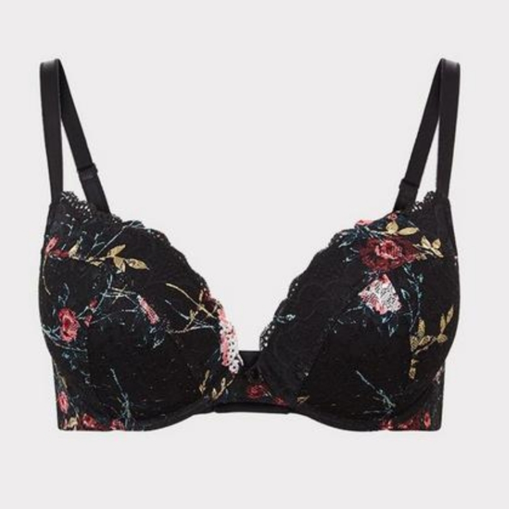 Torrid Black Floral Lace Bra